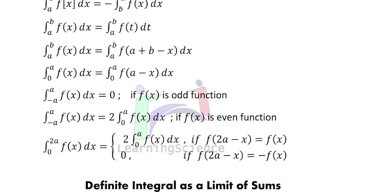 Definite Integral Formulas LearningScience
