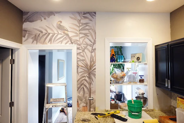 installing Photowall wallpaper mural in kitchen