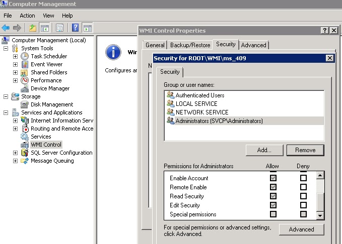 SuperMan: Allow Remote WMI connection in Windows Servers 2008 R2