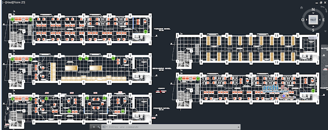 Office building for life insurance company 4 storeys in AutoCAD 
