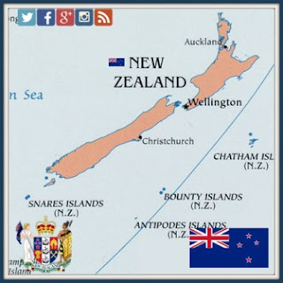 New Zealander flag with map of New Zealand 