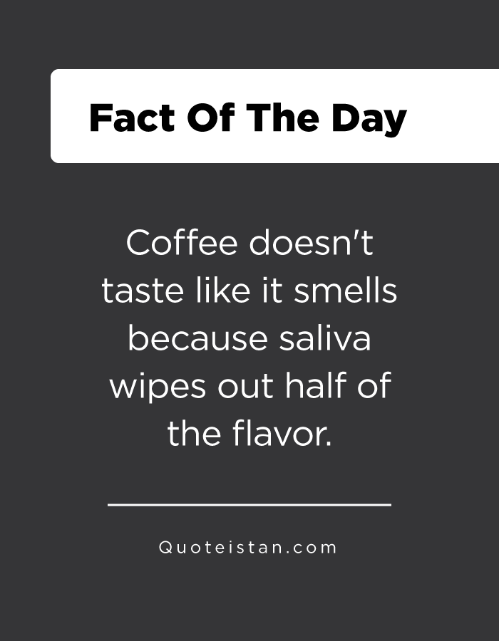 Coffee doesn't taste like it smells because saliva wipes out half of the flavor.