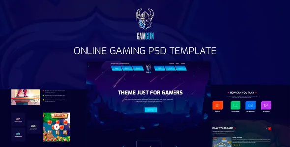 Download Gamgun Online Gaming Psd Template Download New Themes PSD Mockup Templates