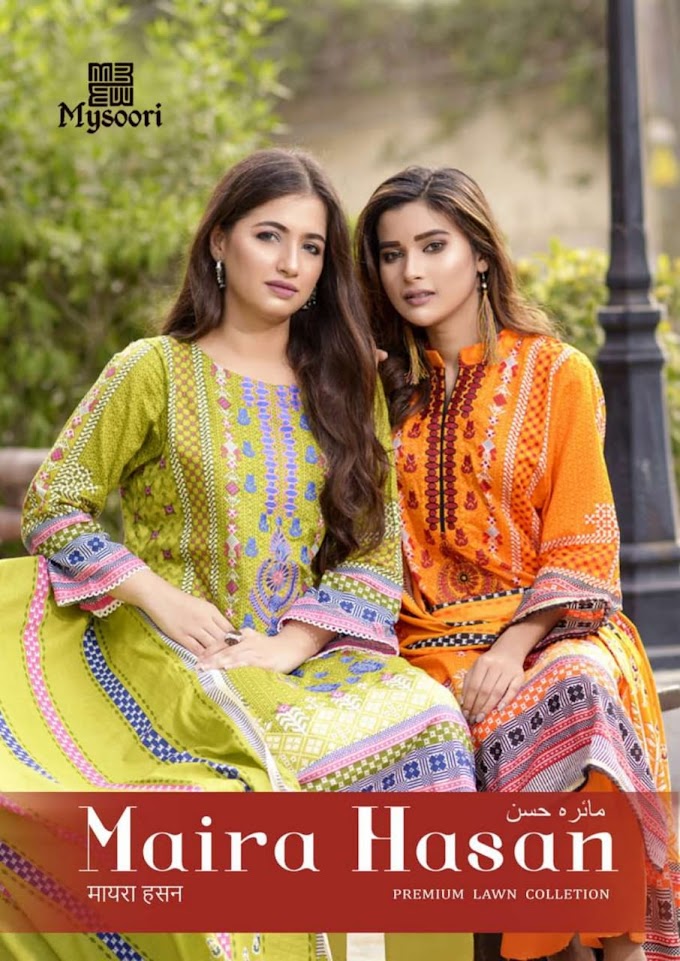 Mysoori Maira hasan Lawn Cotton Pakistani Suits wholesaler
