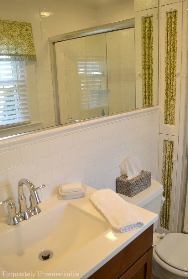 Green and White Cottage Style Bathroom