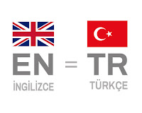 İngilizce ve Türkçe dillerini temsilen İngiliz ve Türk bayrakları, dillerin TR ve EN kısaltmaları