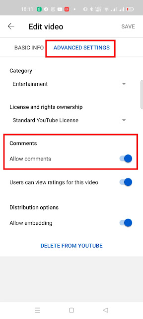 how to turn off youtube video comments