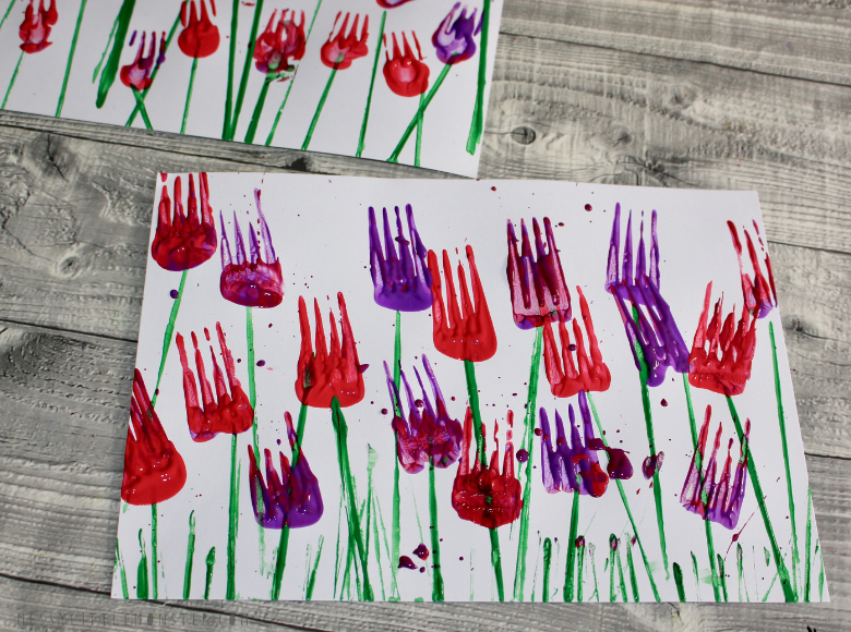 Fork-Stamped Tulips Toddler-Craft