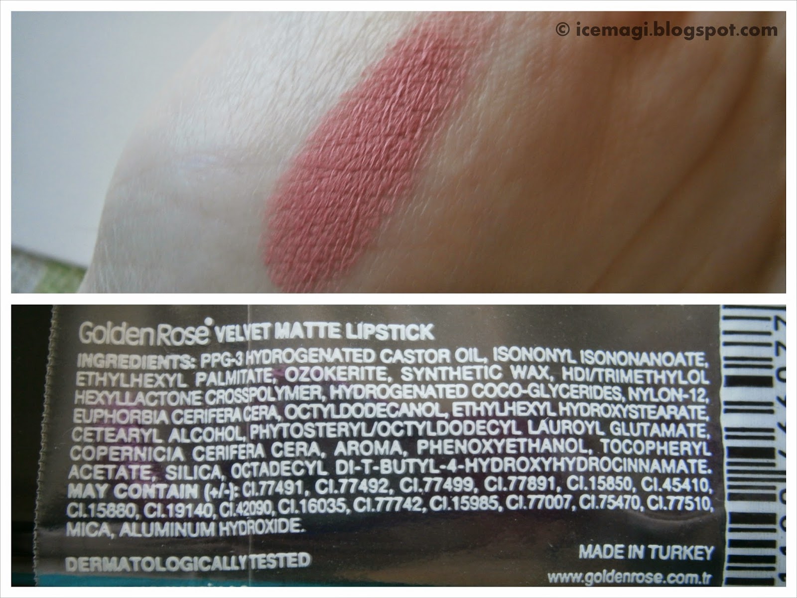 Golden Rose velvet matte lipstick swatch & ingredients Golden Rose velvet matte lipstick swatch & ingredients