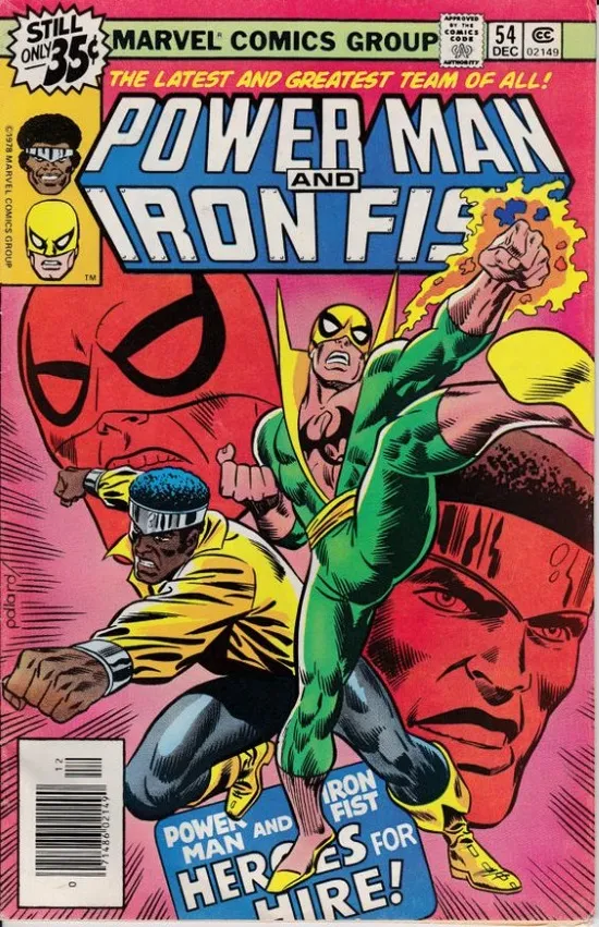 Portada de Power Man & Iron Fist #54, obra de Keith Pollard