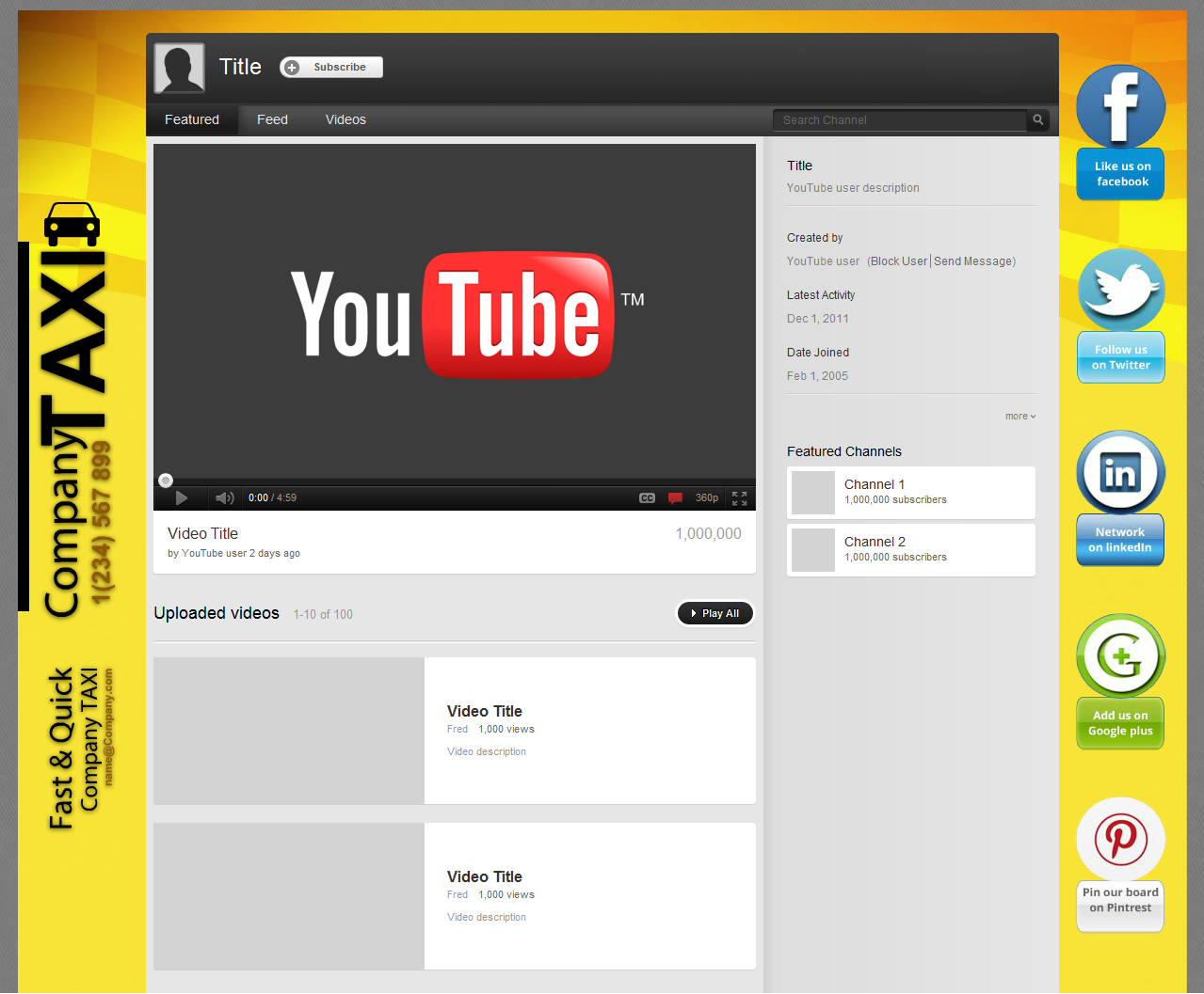 Youtube Channel Backgrounds Youtube Channel Background Taxi Company