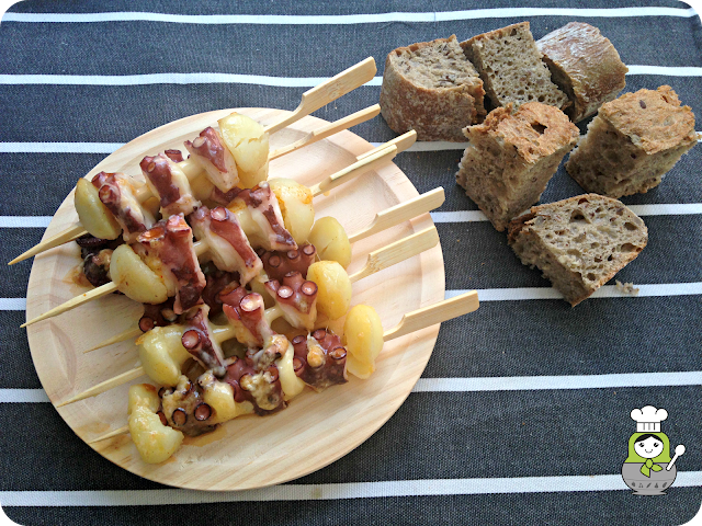 receta brochetas pulpo