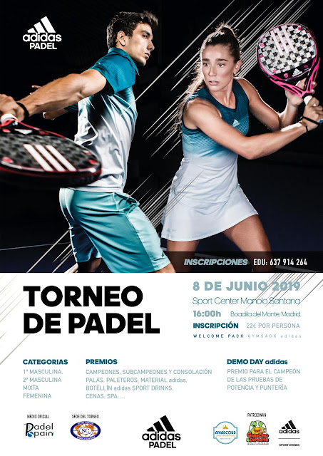 Torneo Adidas Pádel en Sport Center Manolo Santana 8 Junio 2019. Prueba la Colección 2019. ¡Apúntate!