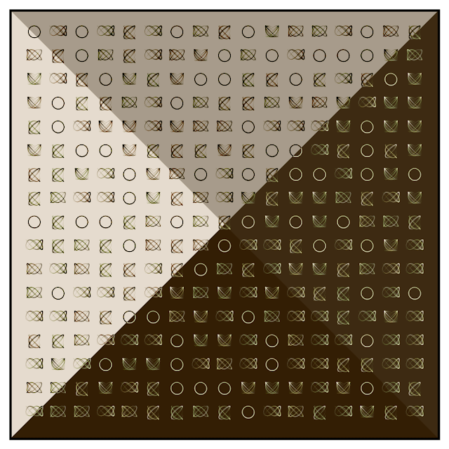Little shapes matrix. Generative art made with programming code.