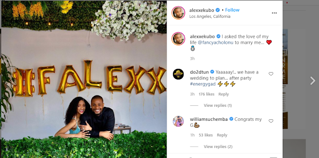 I said yes to the love of my life- Alexx Ekubo is engaged to Fancy Acholonu