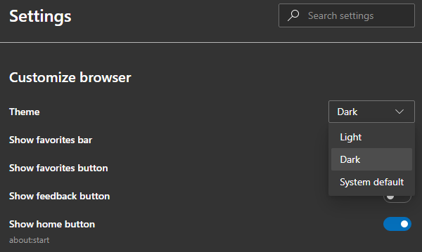 Dark Mode Edge Chromium