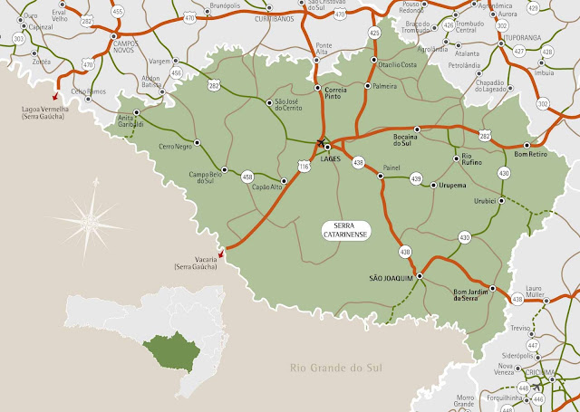 Mapa da região da Serra de Santa Catarina