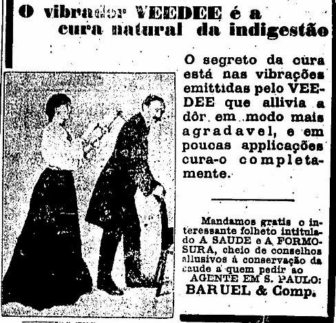 Vibrador Veedee para acabar com a indigestão em 1912.