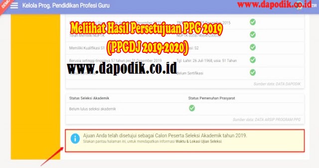 Cara Melihat Hasil Persetujuan Ppg 2019 Ppgdj 2019 2020 Ppg Dalam Jabatan Tahun 2020 Dapodik Co Id