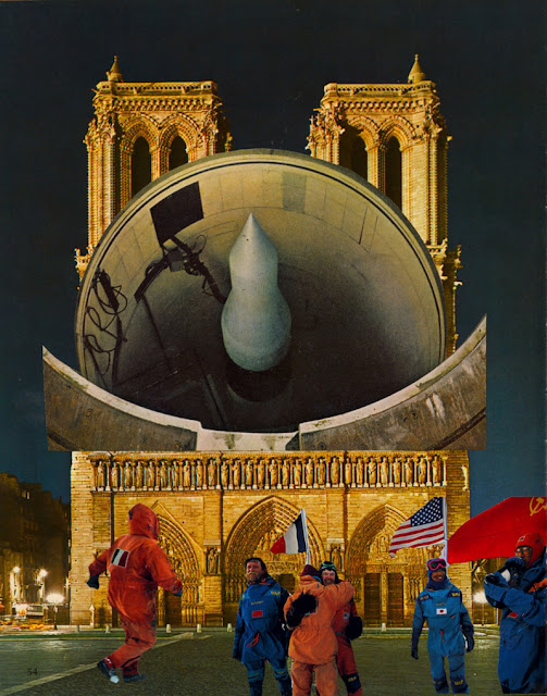 Collage from altered book "The Future Really is Up in the Air"