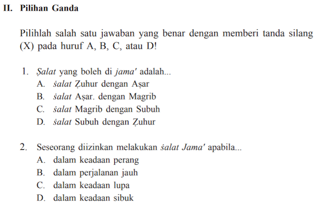 Jawaban PG PAI Kelas 7 Halaman 153 Bab 10 (Salat Jamak Dan Qasar)