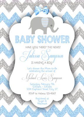 Elephant Baby Shower Invitation Templates