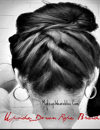How to upside down braid into bun/chignon updo for short 