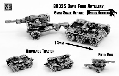 Devil Frog 6mm artillery released at Bradley Miniatures