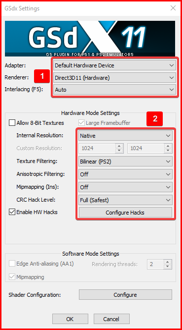 Hardware settings