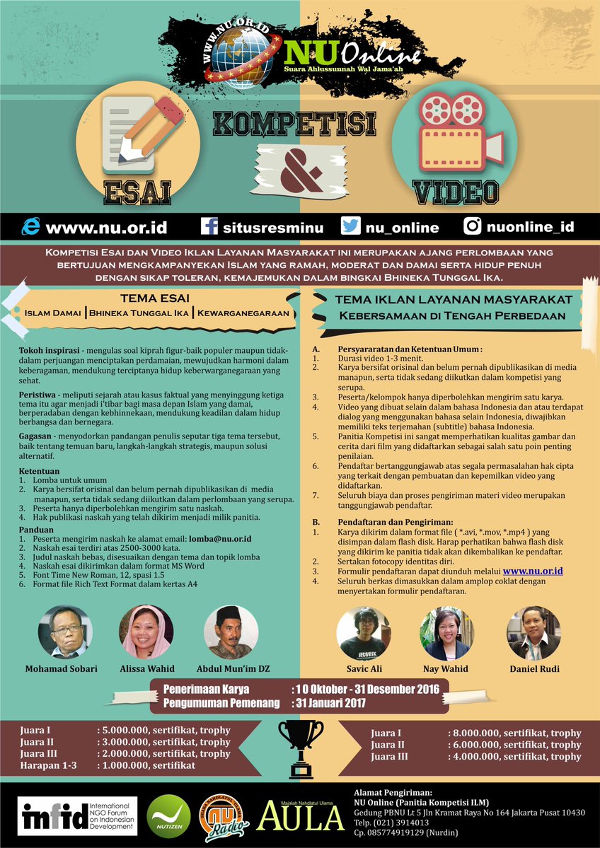 Kompetisi Esai dan Video Islam Damai NU Online 2016 Kompetisi Esai dan Video Islam Damai NU Online 2016
