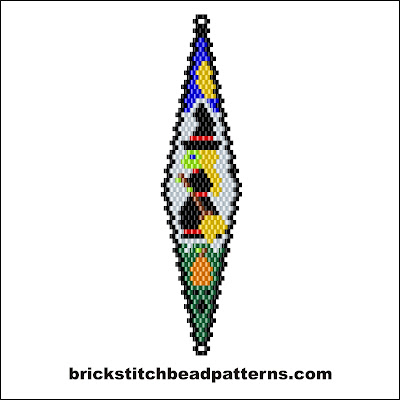 Click for a larger image of the Witch Scene Halloween brick stitch bead pattern color chart.
