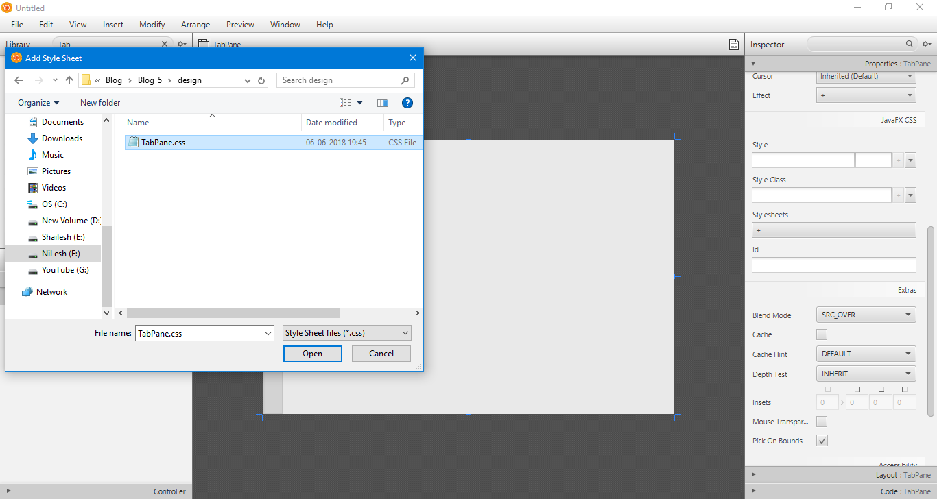 How to write JavaFX CSS for tab pane