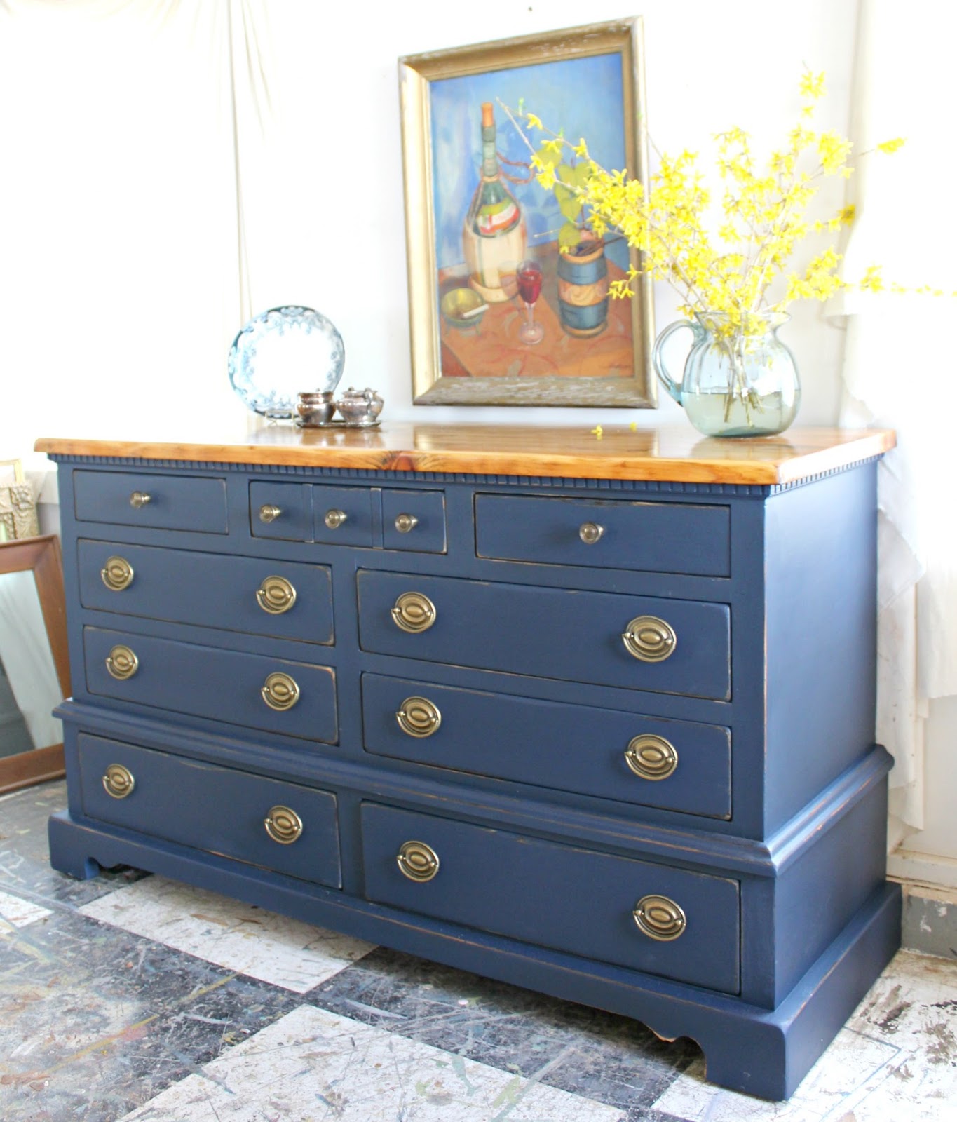 Heir and Space A Bennington Pine Dresser in Blue