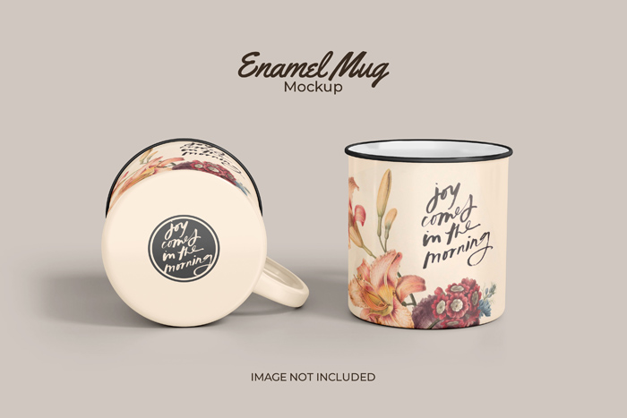 Two Classic Enamel Mug PSD Mockup Free Download Two Classic Enamel Mug PSD Mockup