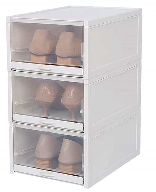 drawer type shoe box Type Design Set of 3 PushPull Transparent Shoe
