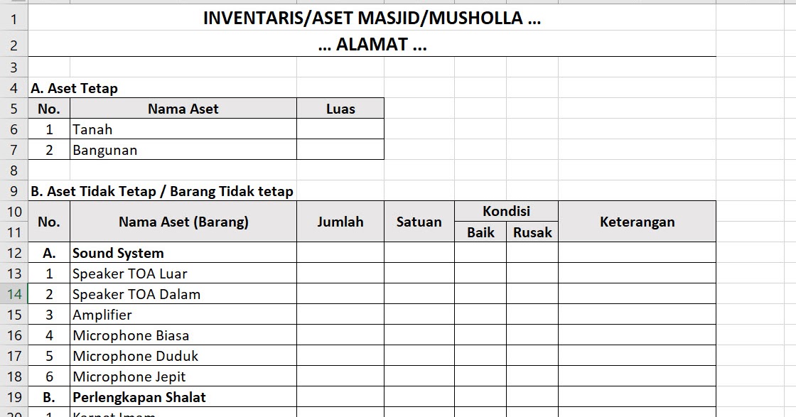 Catatan Inventaris Barang Dunia Belajar