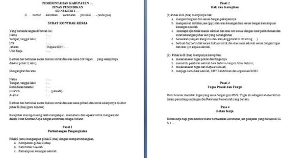 Surat Kontrak Kerja Guru Honorer Sd Guru Loyal