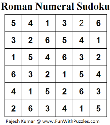 Roman Numeral Sudoku (Mini Sudoku Series #44) Solution