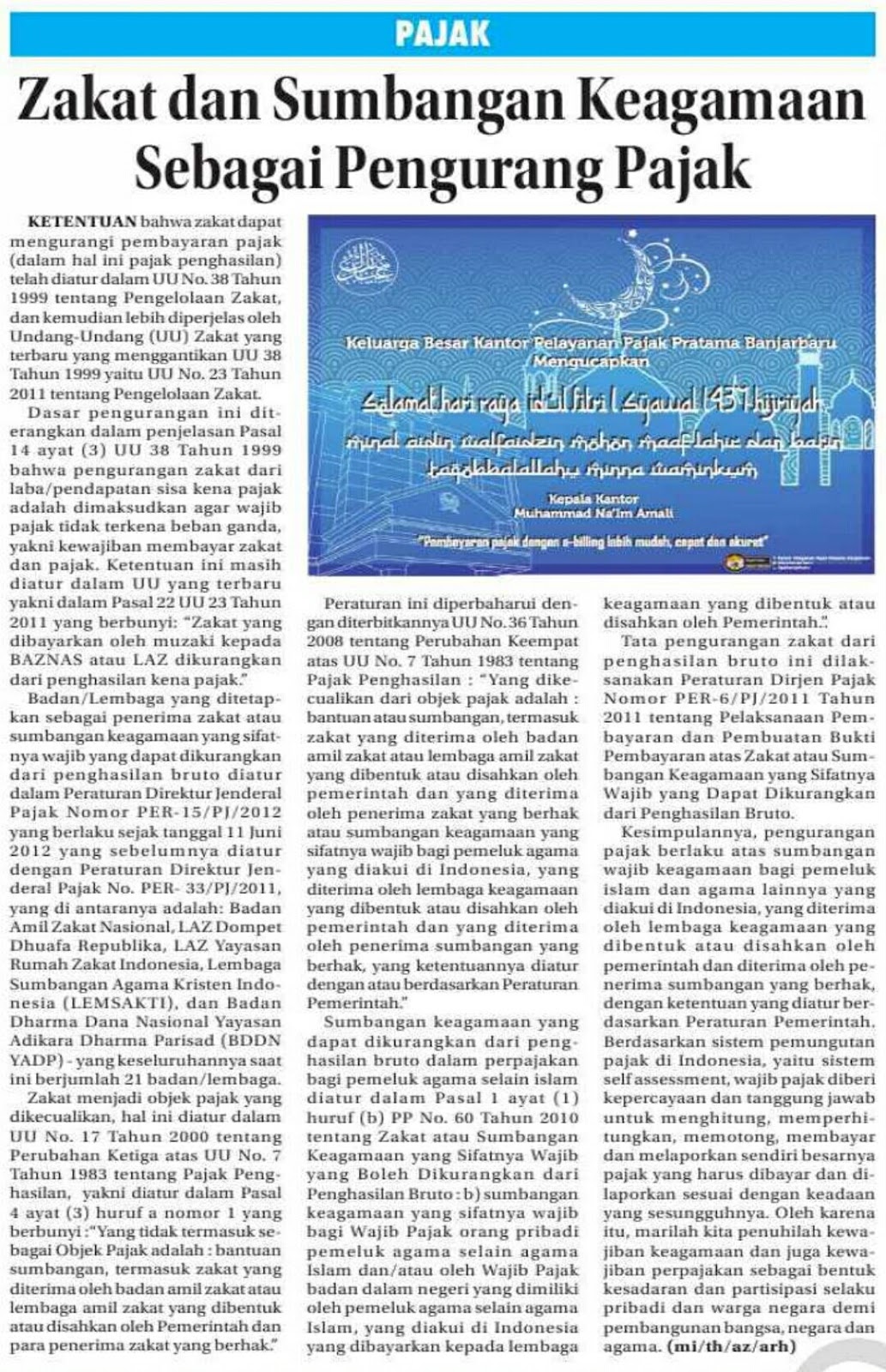 Catatan Na Im Zakat Dan Sumbangan Keagamaan Sebagai Pengurang Pajak