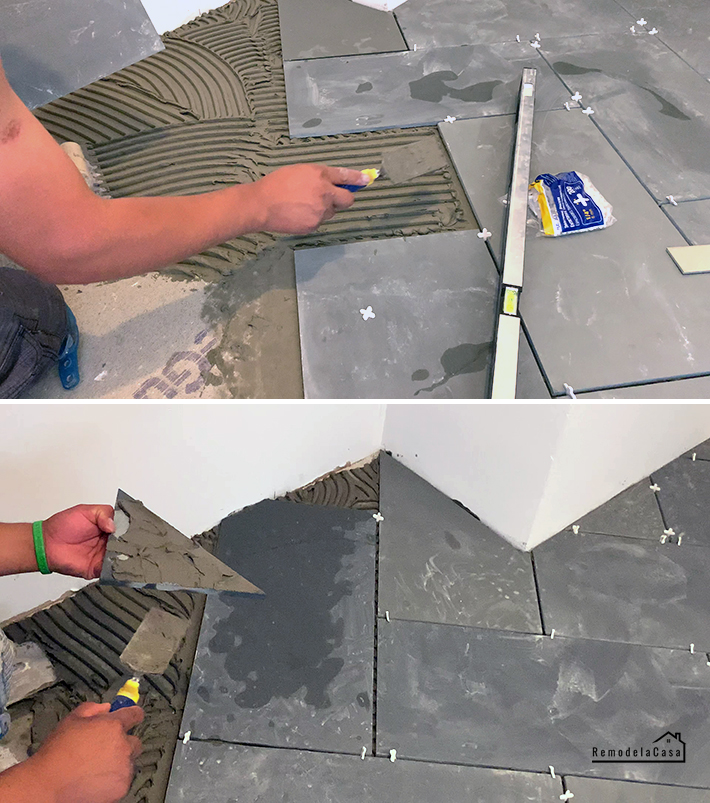 Blue Mountauk Slate Tile Install Remodelando la Casa