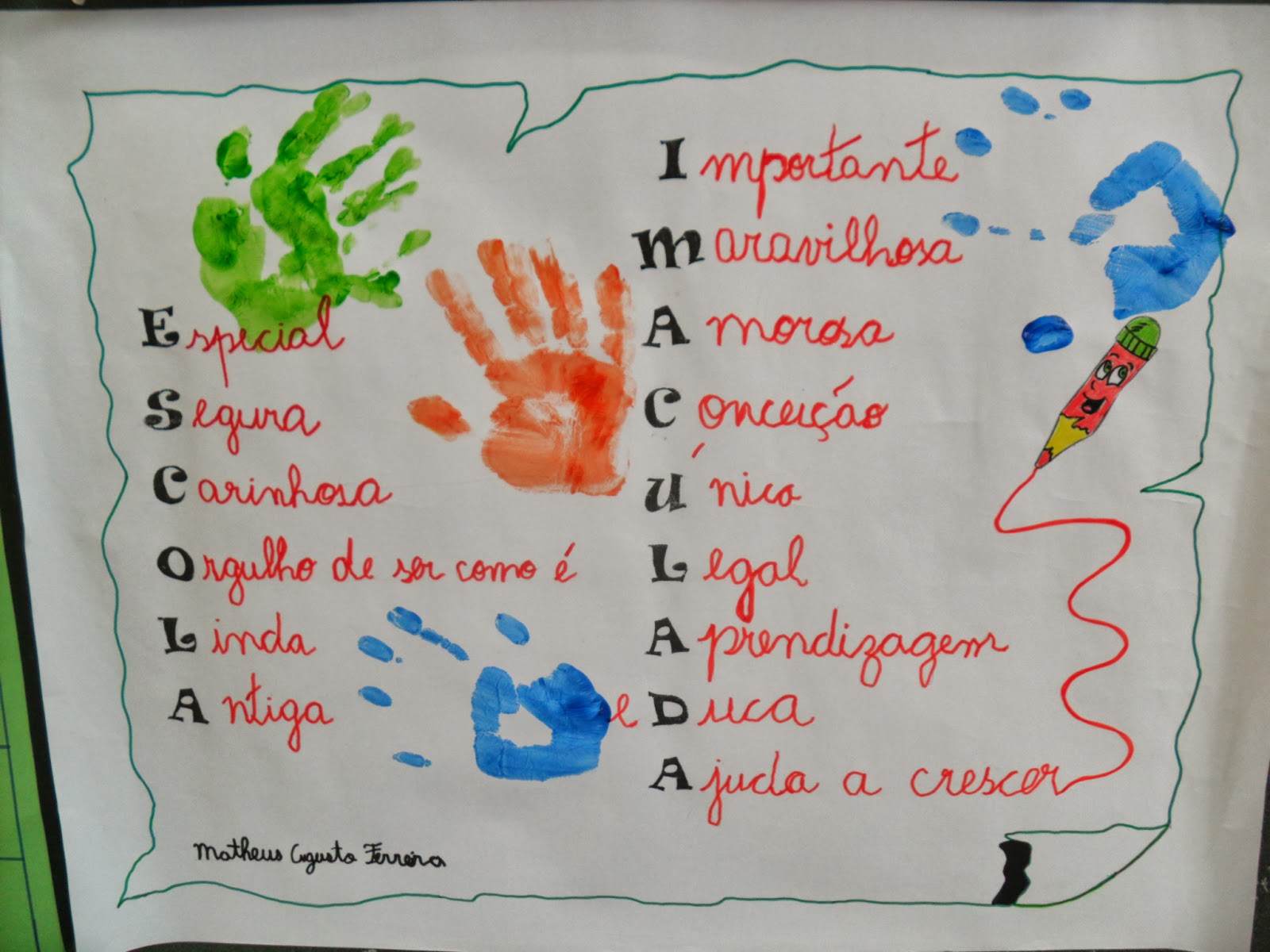 Acróstico Com A Palavra Escola - NAZAEDU