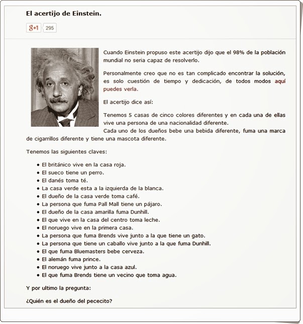 "El acertijo de Einstein" (Juego de Lógica de Secundaria)