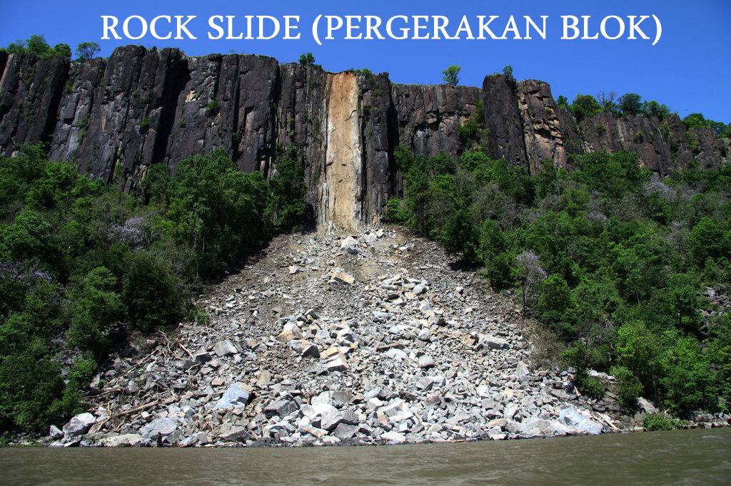8. Contoh Pergerakan Blok atau Longsor Translasi Blok Batu (Rock Slide). 