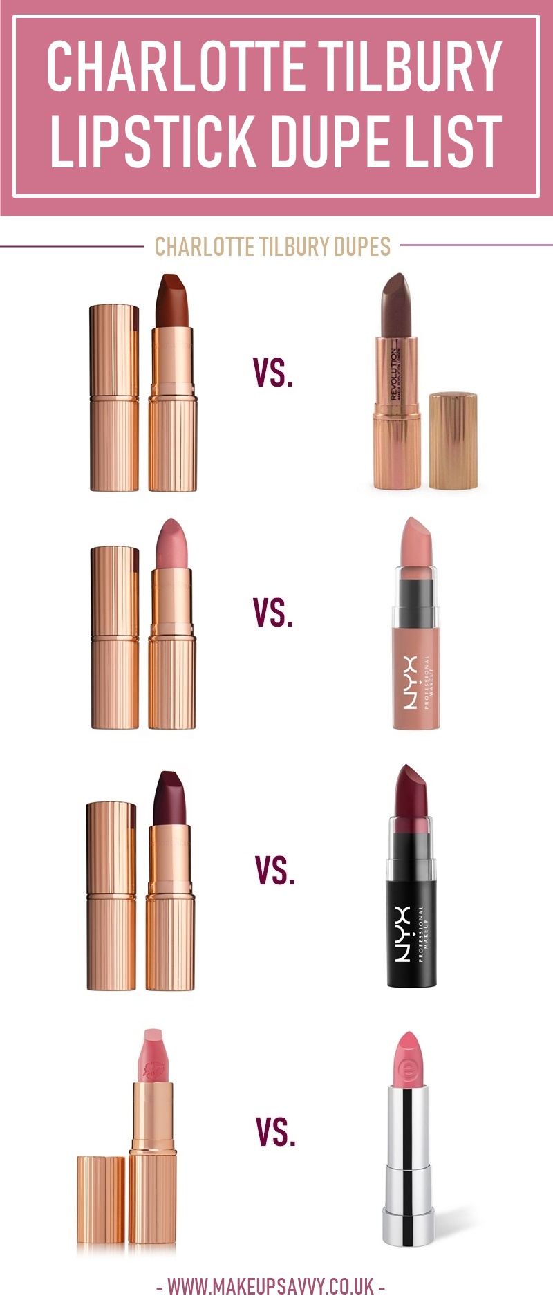 Ultimate Charlotte Tilbury Lipstick Dupe List | Makeup Savvy - makeup ...