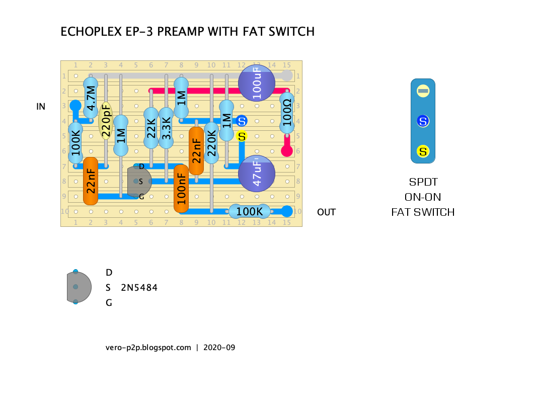 ECHOPLEX: EP-3 Preamp, Point to Point Layout | Guitar Effects - Vero