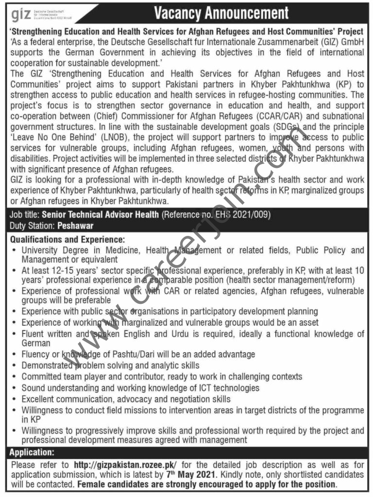 GIZ Pakistan Jobs 2021 in Pakistan GIZ Pakistan Jobs 2021 in Pakistan