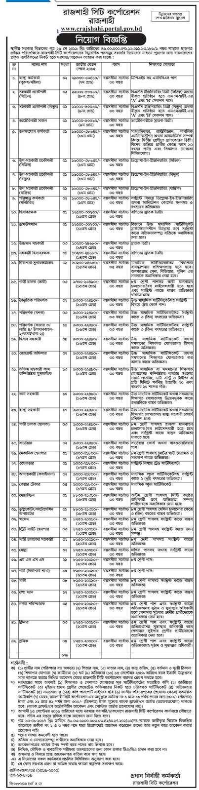 Rajshahi City Corporation Job circular 2019