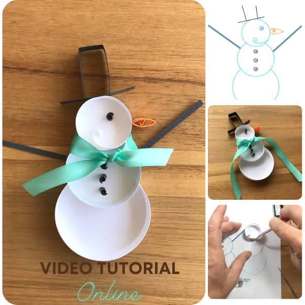 quilled snowman ornament with example instructions