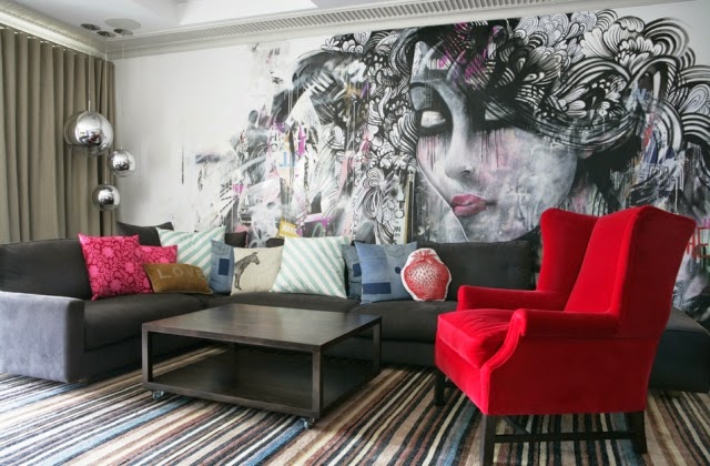Ideas de salas decoradas con murales - Colores en Casa