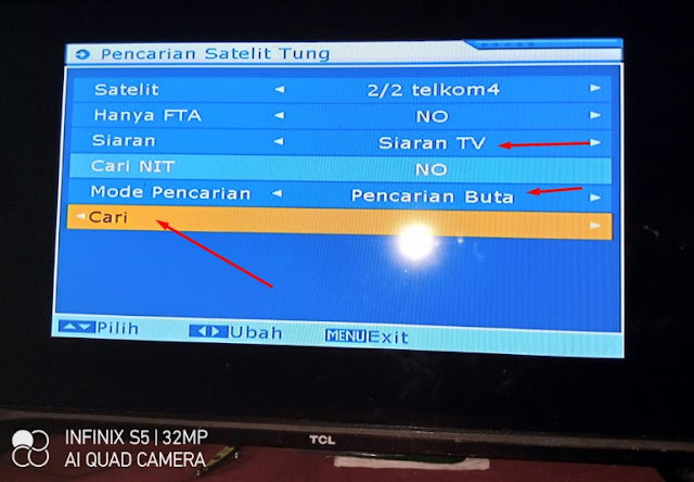 Cara Mencari Scan Indosiar SCTV TVone Receiver Goldsat GSR 7700 Yang Hilang Telkom 4 Parabola Jaring C-band 2 LNB
